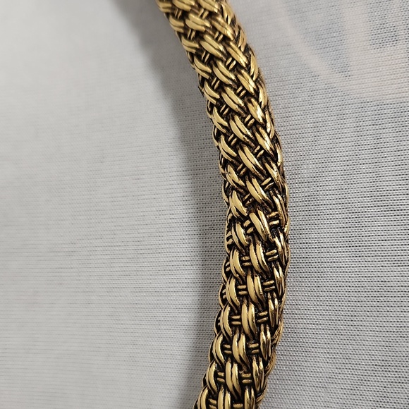 Nine West Gold-Toned Woven Open Cuff Choker Necklace - Picture 2 of 9